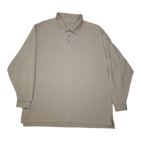 5.11 Tactical Series Long Sleeve Polo Shirt X-Large Beige 100% Cotton - Picture 5 of 5
